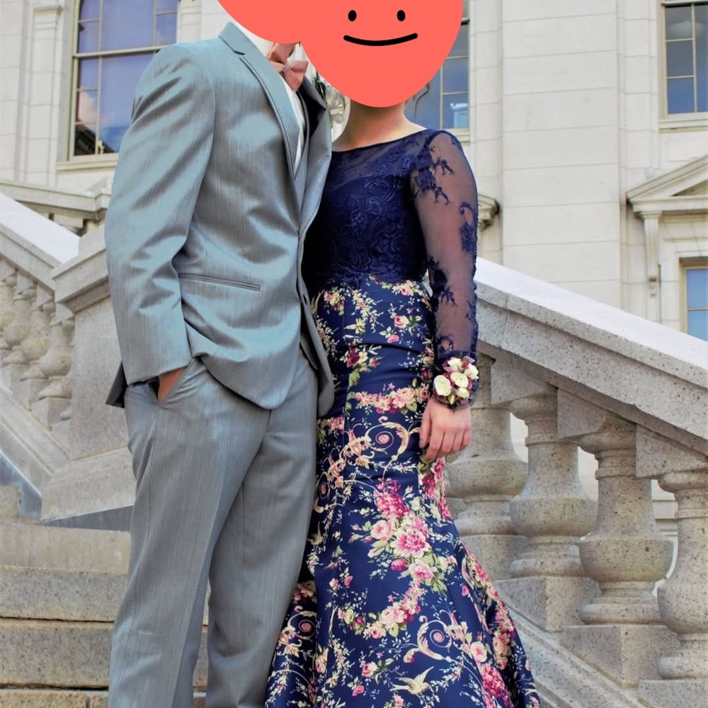 Sherri Hill Blue and Pink Prom Gown